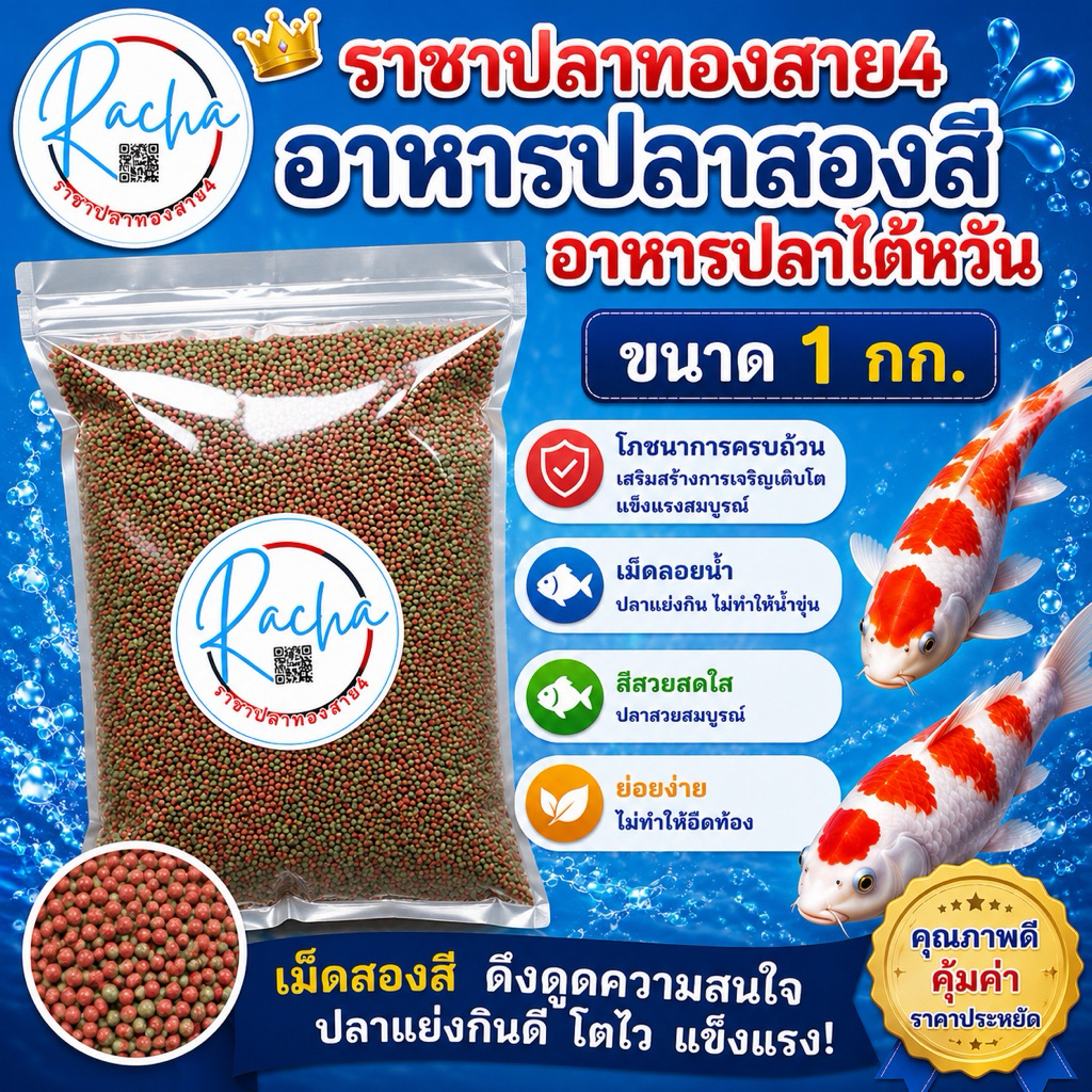 อาหารปลาสองสี อาหารปลาไต้หวัน ขนาด 1 กก.