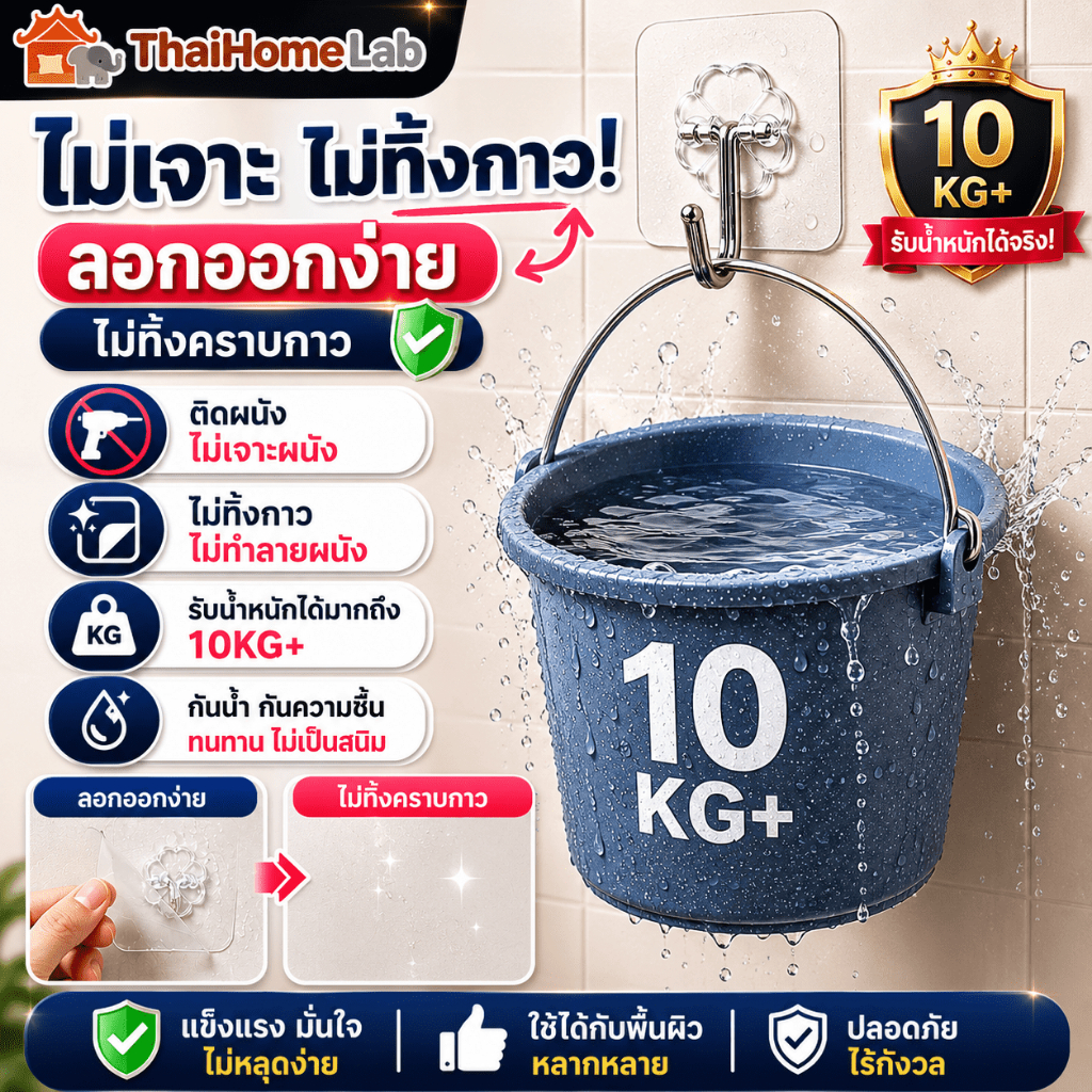【แท้100%】ตะขอแขวนติดผนัง ตะขอติดผนังโปร่งใ ห้องครัวห้องน้ําตะขอเหนียว ตะขอแขวน ตะขอ จำนวนที่ติดฝาผนัง ตะขอติดผนัง