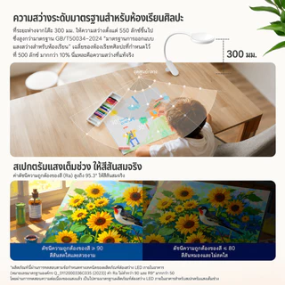 Philips โคมไฟตั้งโต๊ะ โคมไฟอ่านหนังสือ โคมไฟป้องกันดวงตา ความสว่างคงที่แม้แบตเตอรี่เหลือน้อย แสงมุมกว้าง แบตอึด 95 ชม
