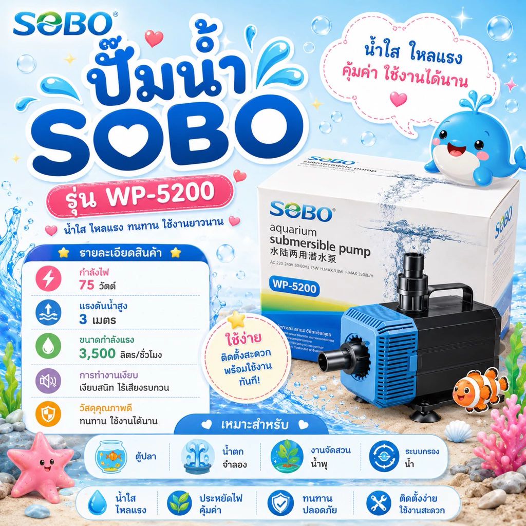 ปั๊มน้ำ SOBO รุ่น WP-5200