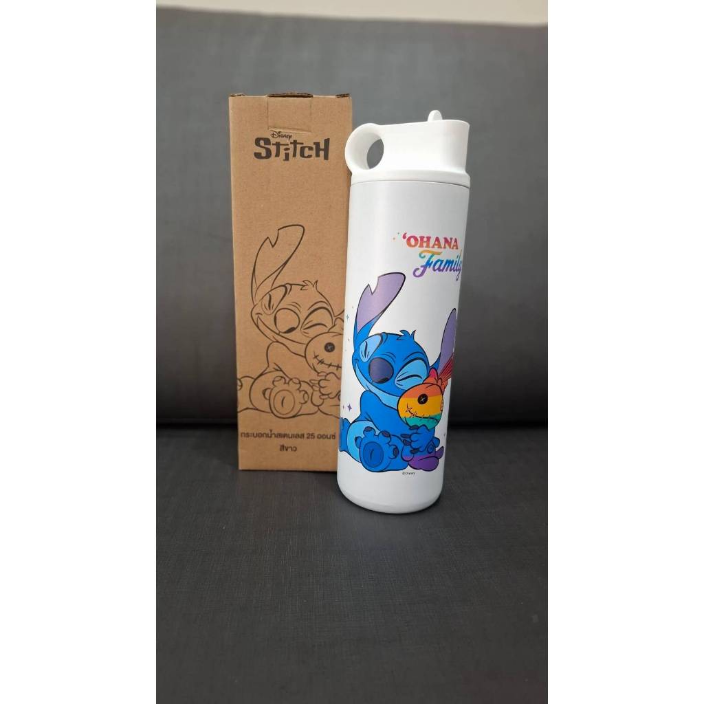 กระบอกน้ำสแตนเลส แก้วเก็บความเย็น Stitch สติทช์ สีขาว 25 oz