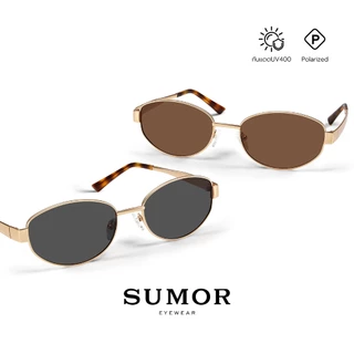 SUMOR : (SM05) แว่นกันแดดผู้หญิงแฟชั่นวินเทจ เลนส์โพลาไรซ์ แว่นกันแดด UV400 เหมาะหน้ากลม | Sunglasses