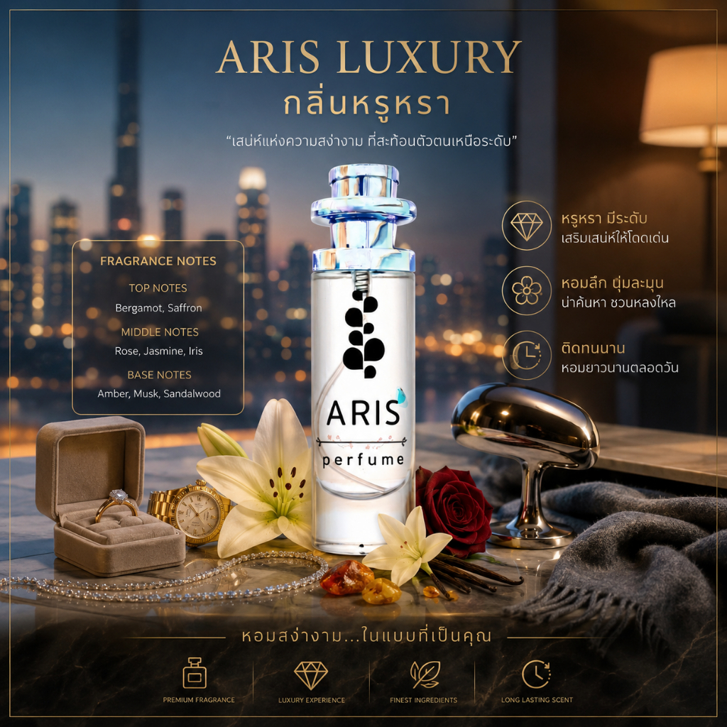 น้ำหอม กลิ่นหรูหรา คราสสิค  และหอมมีระดับ   Aris perfume หอม ติดทนนาน 8 ชม.