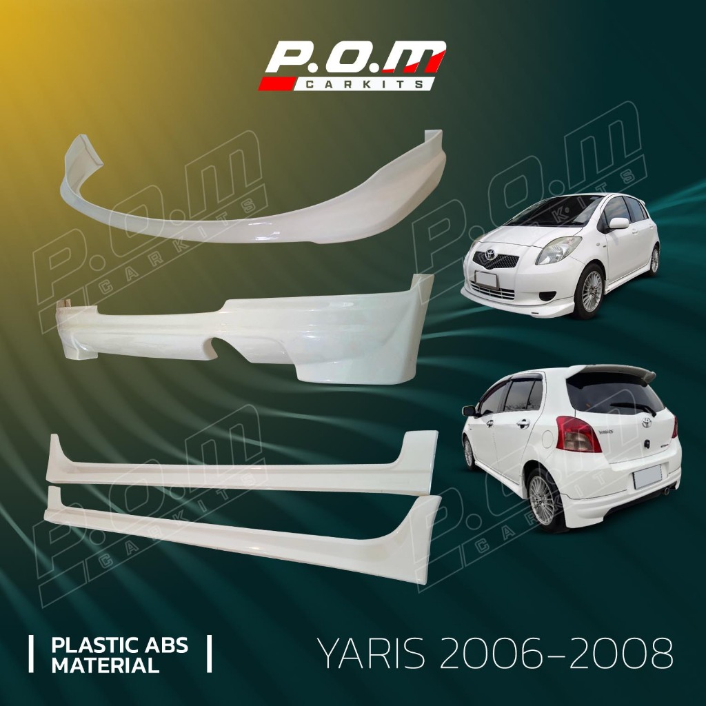 ชุดแต่งรถยนต์สเกิร์ต Toyota Yaris ปี 2006-2008 ทรง TRD (งานดิบยังไม่ได้ทำสี) พลาสติก ABS