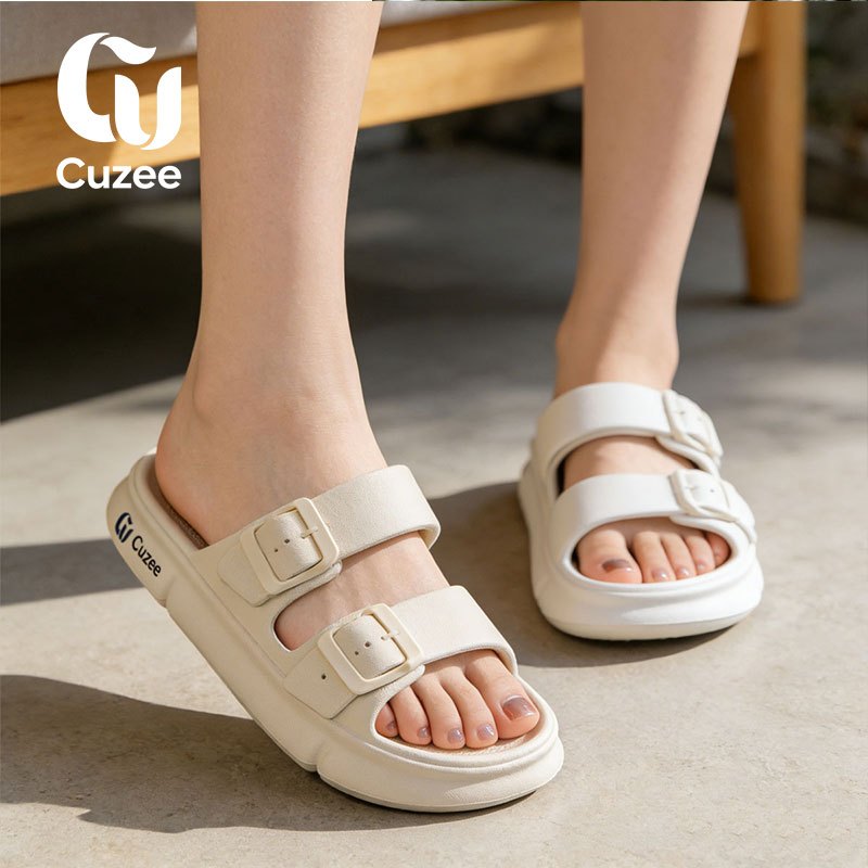 CUZEE รองเท้าแตะคืนรูปสูง นุ่มดูดซับแรงกระแทก ใช้ในบ้านและกลางแจ้ง
