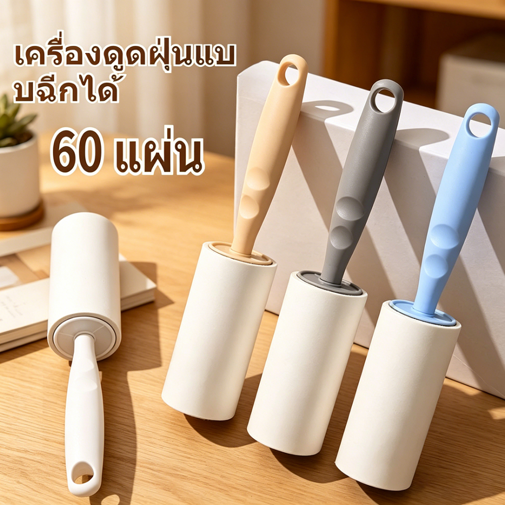 ลูกกลิ้งเก็บขนและฝุ่นบนเสื้อผ้า  ไม่ทิ้งคราบกาว เหมาะใช้กำจัดขนเสื้อผ้า โซฟา และขนสัตว์เลี้ยง