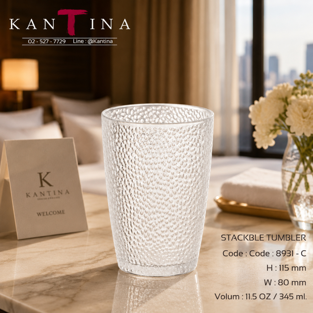 Kantina แก้วน้ำโพลีคาร์บอเนต 345ml รุ่น 8931-C ใสเหมือนแก้วจริง ไม่แตก น้ำหนักเบา
