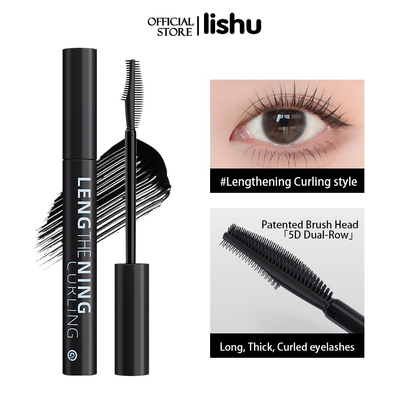 Lishu มาสคาร่าเพิ่มความยาวและดัดลอนสูตรธรรมชาติ สดชื่น ไม่จับตัวเป็นก้อน ไม่เลอะเทอะหัวแปรงกันน้ำ