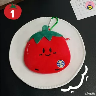 กระเป๋าใส่เหรียญ ลายมะเขือเทศ🍅 พร้อมตะขอคล้อง 13x12 cm ใส่หูฟัง กุญแจ เหรียญ พกง่าย ✨ LS-1293