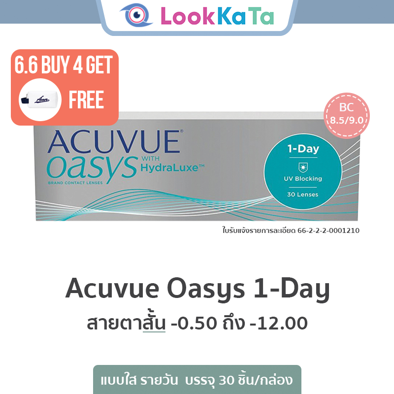 Acuvue Oasys 1-DAY [Base curve 8.5/9.0] (30ข้าง/กล่อง) **สายตาสั้น**