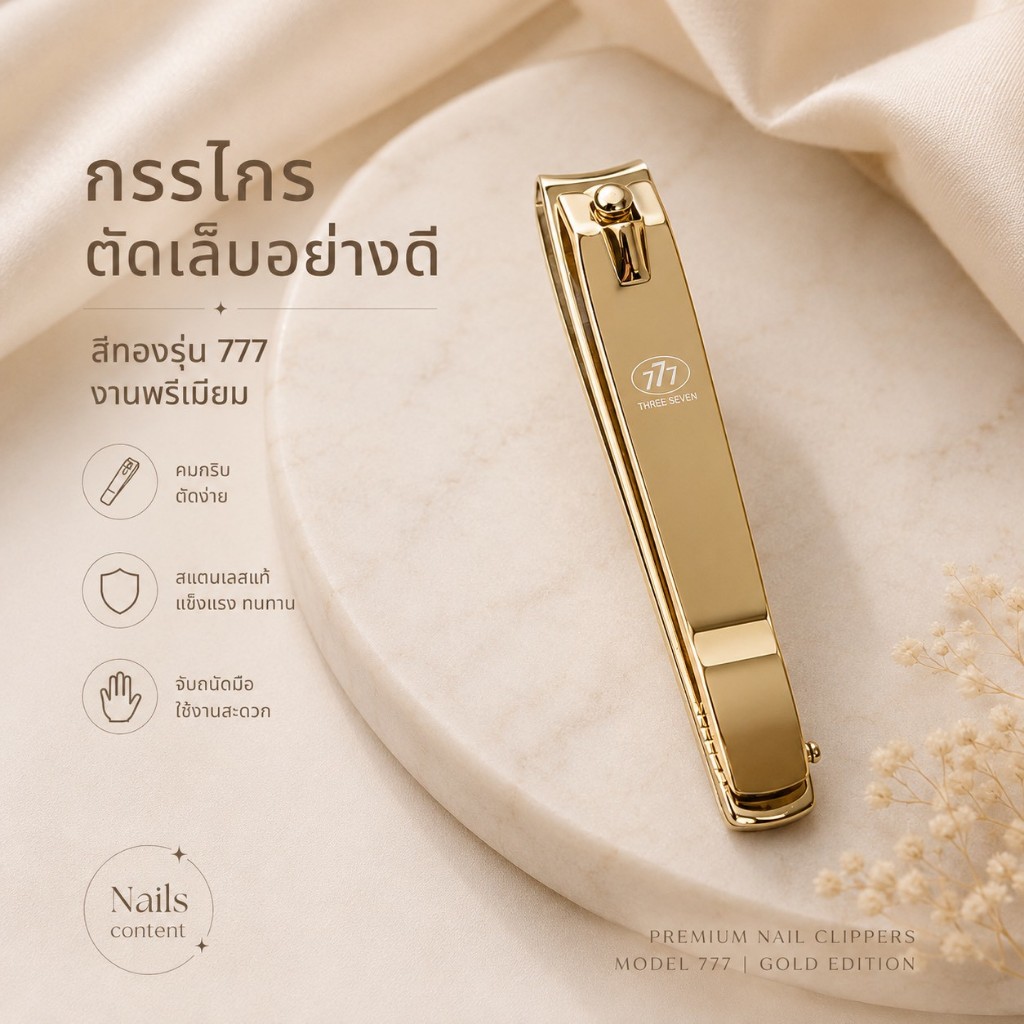 กรรไกรตัดเล็บอย่างดี สีทองรุ่น 777 งานพรีเมียร์ค่า