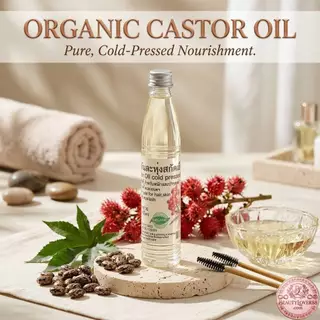 น้ำมันละหุ่ง ออแกนิกส์ น้ำมันละหุ่งสกัดเย็น Organic เพียว 100% Castor Oil cold pressed Organic Hexane Free