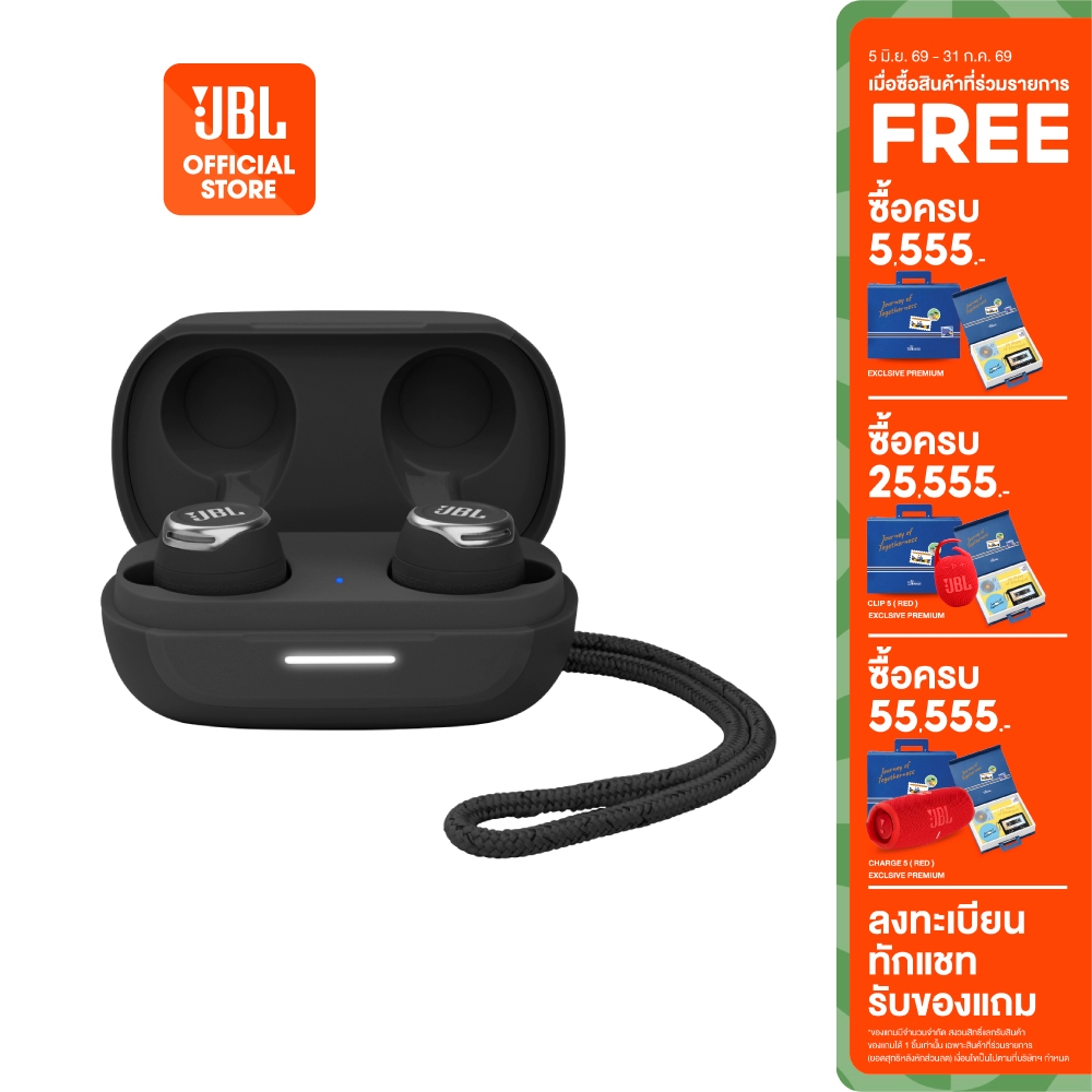 JBL Reflect Flow Pro หูฟังไร้สายพร้อมระบบตัดเสียงรบกวนอัจฉริยะ ป้องกันฝุ่นและน้ำระดับ IP68 ใช้งานได้นานสูงสุด 30 ชั่วโมง