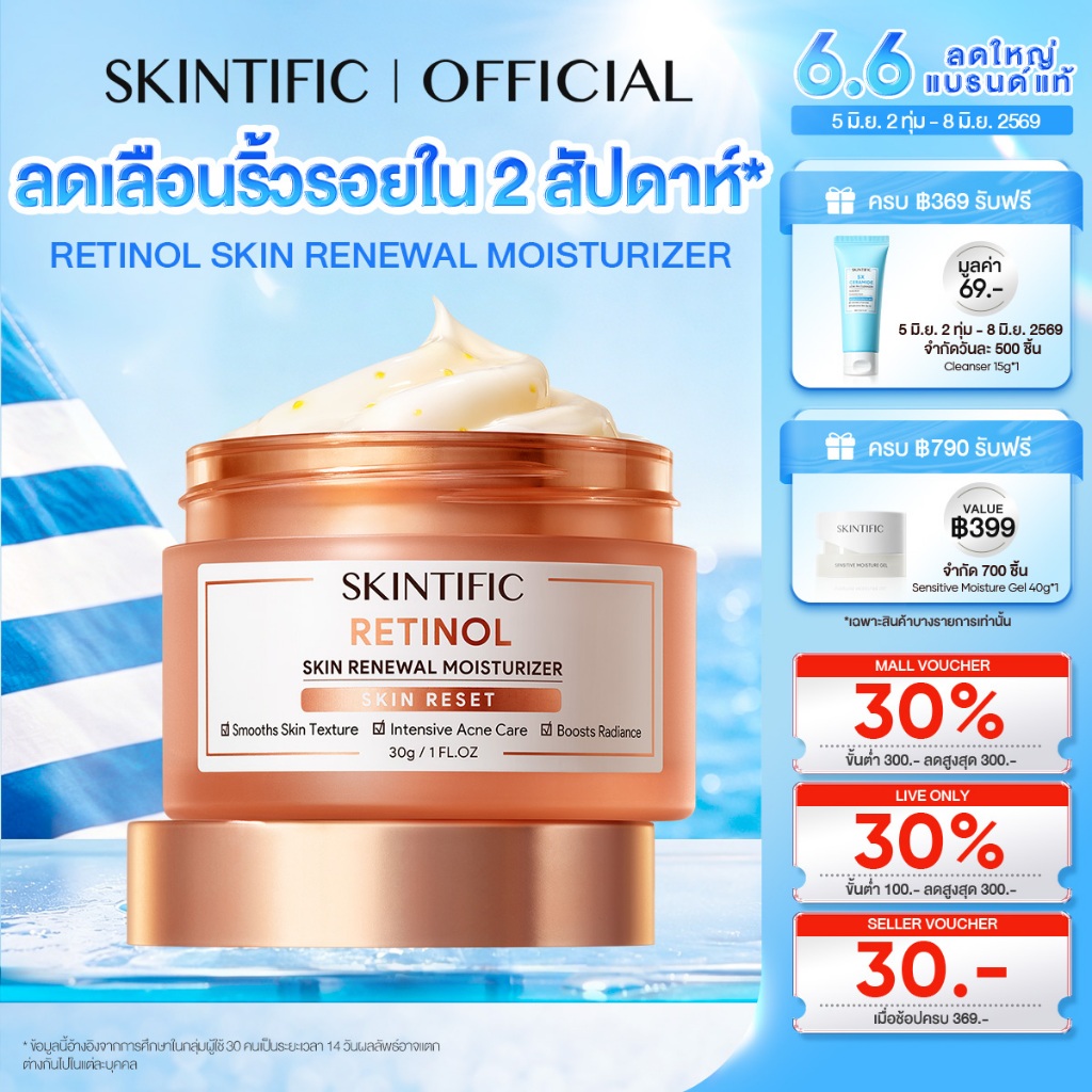 【NEW】SKINTIFIC Retinol Skin Renewal Moisturizer เรตินอล รีนิวเวิล มอยเจอร์ไรเซอร์ ครีมลดเลือนริ้วรอย ลดริ้วรอย