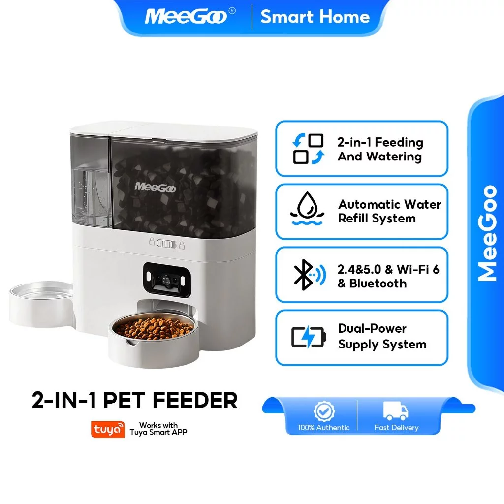 MeeGoo เครื่องให้อาหารและน้ำอัตโนมัติ 2 in 1 แอปควบคุม WiFi Automatic Food and Waterสำหรับสุนัข แมว