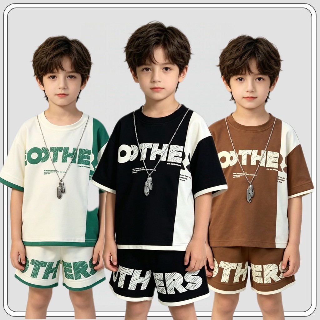 MC315 ชุดเซ็ตเด็กผู้ชายแฟชั่นเกาหลี เสื้อ+กางเกงขาสั้น ลาย EDITERS เท่สุดๆ