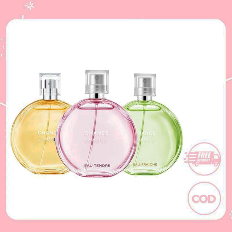 Ch@nce Eau Tendre & Eau Fraîche EDT 100ml | 3  ชมพู / เขียว / เหลืองกลิ่นแห่งโชคชะตา สีชมพู & สีเขียว | ขวดทรงกลม ฝาทรงห