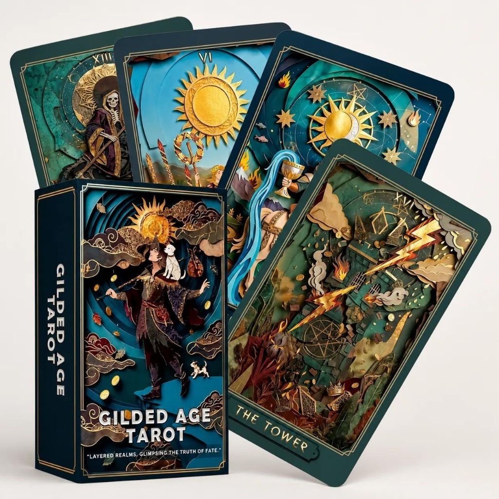 Gilded Age Tarot ไพ่ยิปซีแท้ธีมงานศิลปะ กระดาษ 3 มิติ Paper-Cutting ไพ่ยิปซี ไพ่ทาโรต์ Tarot Cards