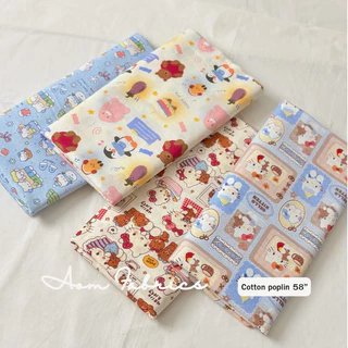 Aom Fabrics🌷ผ้าคอตตอนป๊อปลิน No.1586-1589 น่ารักมาก ผ้านิ่ม หน้ากว้าง 58 นิ้ว ผ้าเมตรนำเข้า พร้อมส่ง