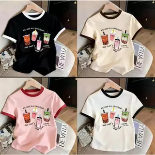 เสื้อยืดสำหรับสาวอวบ ลายน่ารัก แขนสั้น คอกลม รูปแบบหลากหลายความหลากหลายของรูปแบบ ป้ายเชอร์รี่ มีสีมากขึ้น ทุกวัน ทันสมัย