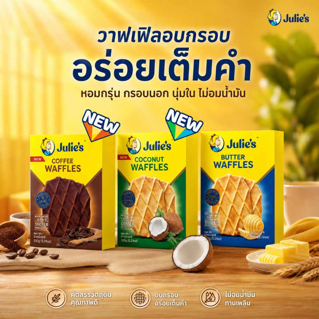 Julie's Waffles (วาฟเฟิลอบกรอบ) ขนาด 100 กรัม