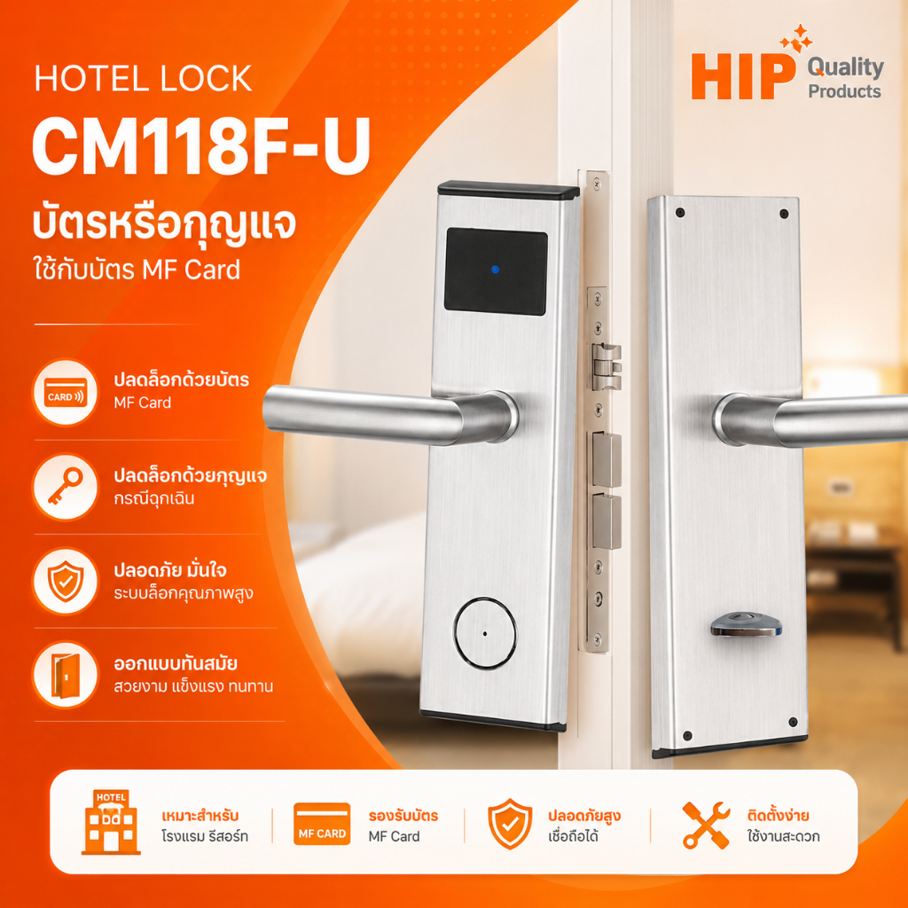 HIP Hotel Lock รุ่น CM118F-U