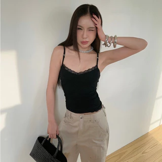 Geschwisters "Lene lace" เสื้อกล้ามผ้ายืดกระชับแต่งลูกไม้ยืดหยุ่นใส่สบาย