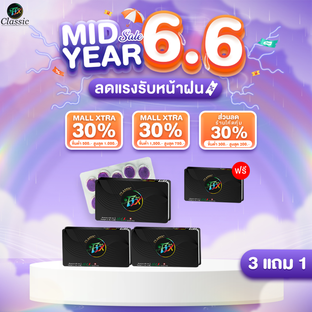 [ 3แถม1แผง ] ฟิกซ์ คลาสสิค ลูกอมสมุนไพร ลูกอมเลิกบุหรี่ Fixclassic sugar free 1แผง/10เม็ด