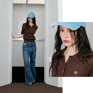 MUSTNIMAL | Polene Knit polo เสื้อไหมโปโล กระดุมเงินปั๊มโลโก้ ลายฉลุละเอียด ใส่ทำงานได้ ผ้านุ่ม ใส่สบาย everyday look