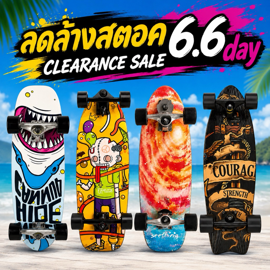 7.7🔥Promotion Deal✨*ลดล้างสต็อค หมดแล้วหมดเลย!!4ล้อ 65x51 ของแท้ สเก็ตบอร์ด เซิร์ฟสเก็ต surfskate skateboard พร้อมส่ง