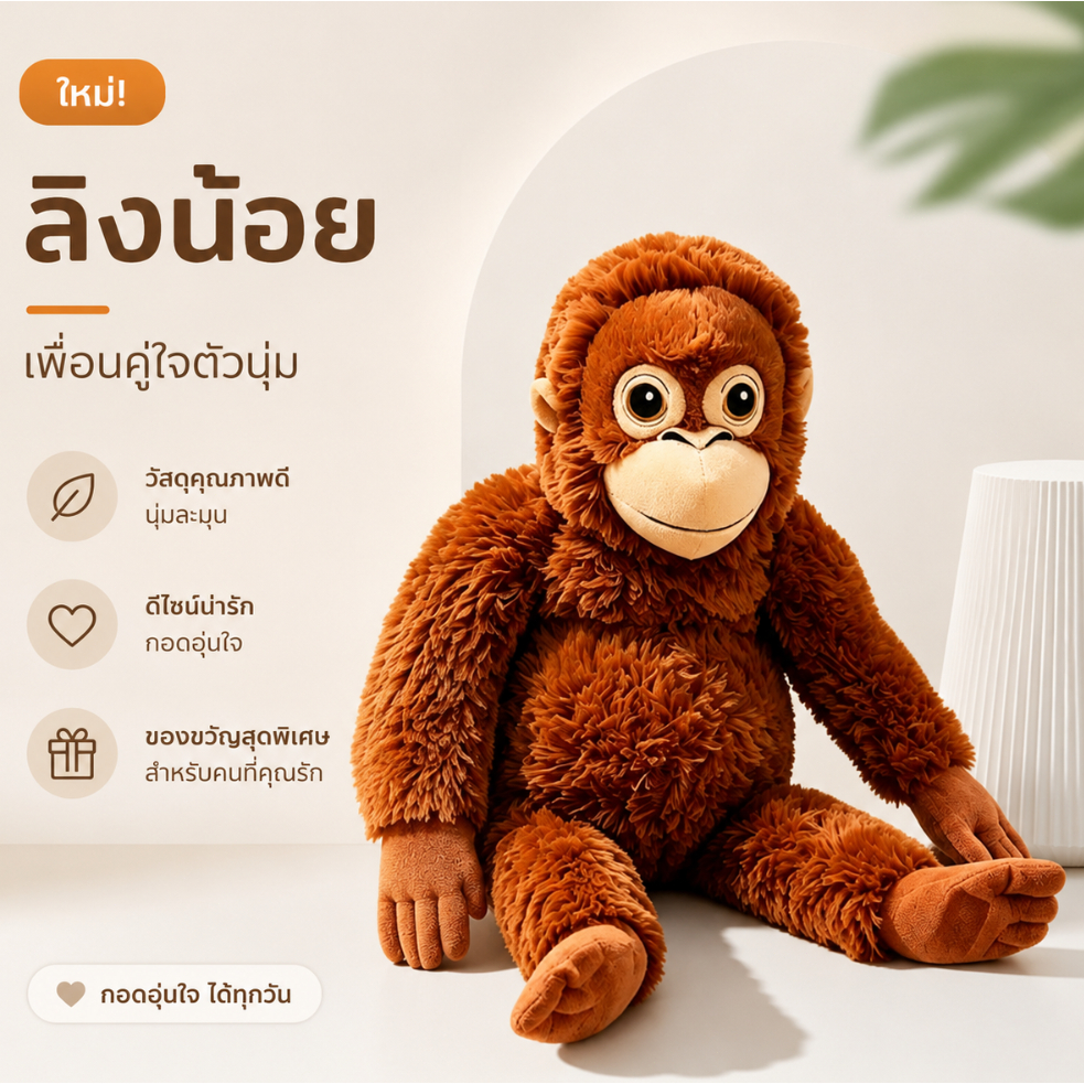 IKEA ตุ๊กตากอริลลา DJUNGELSKOG ขนาด 60 ซม. ตัวนุ่ม ดีไซน์แขนยาว ใช้วัสดุปลอดภัย น่ากอด เหมาะเป็นของขวัญ