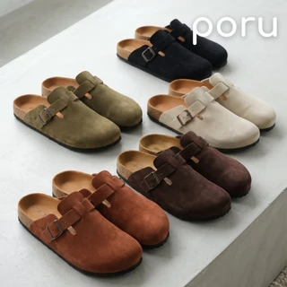 [ส่งฟรี]Poru รองเท้าทรงไบเก้นหุ้มหัวดีไซน์วินเทจ หนังกลับ พื้นนุ่ม ไซส์ 36-44