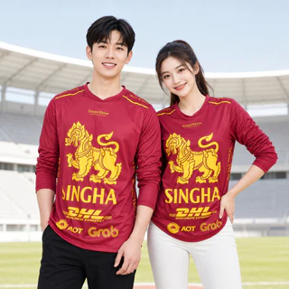 เสื้อกีฬา คอกลม แขนยาว พิมพ์ลายกราฟิก ลายสิงห์ไทย ผ้าไมโคร เนื้อผ้านิ่ม ยืดหยุ่น ใส่ได้ทั้งชายและหญิง t251#