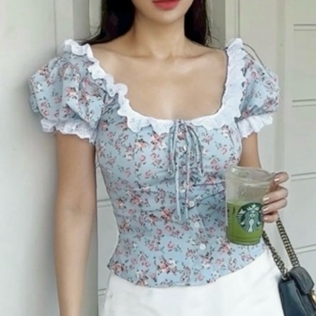 T35 top เสื้อวินเทจแขนตุ๊กตา