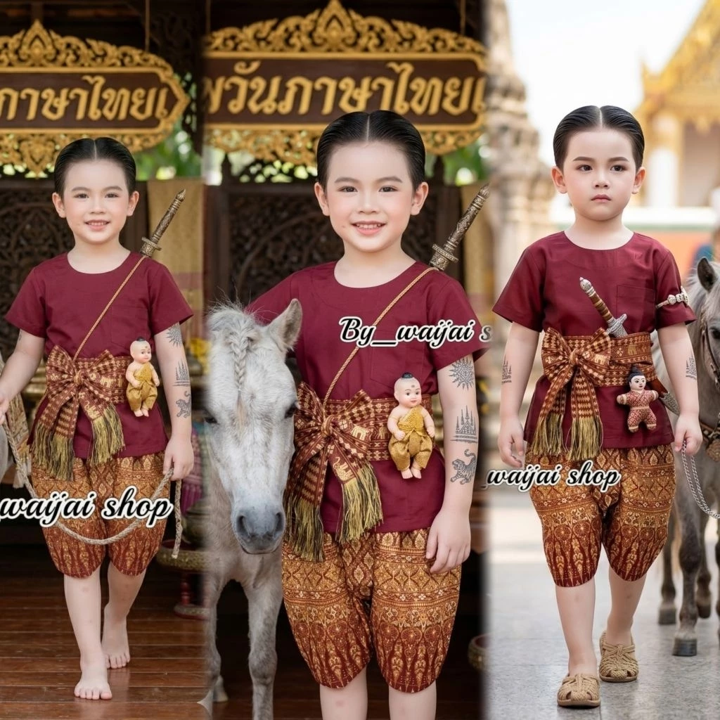 ชุดขุนแผน ชุดขุนแผนเด็กและผู้ไหญ่ วันภาษาไทย วันสุนทรภู่ ประกวดตัวละครวรรณคดีไทย ชุดแฟนซีเด็ก ขุนแผน