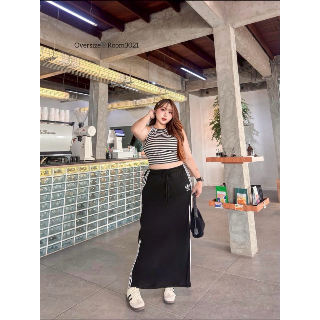 |ส่งด่วน/พร้อมส่ง| กระโปรงยาวสไตล์ทรงสปอร์ตBigsize เอว34-48นิ้ว (TD)
