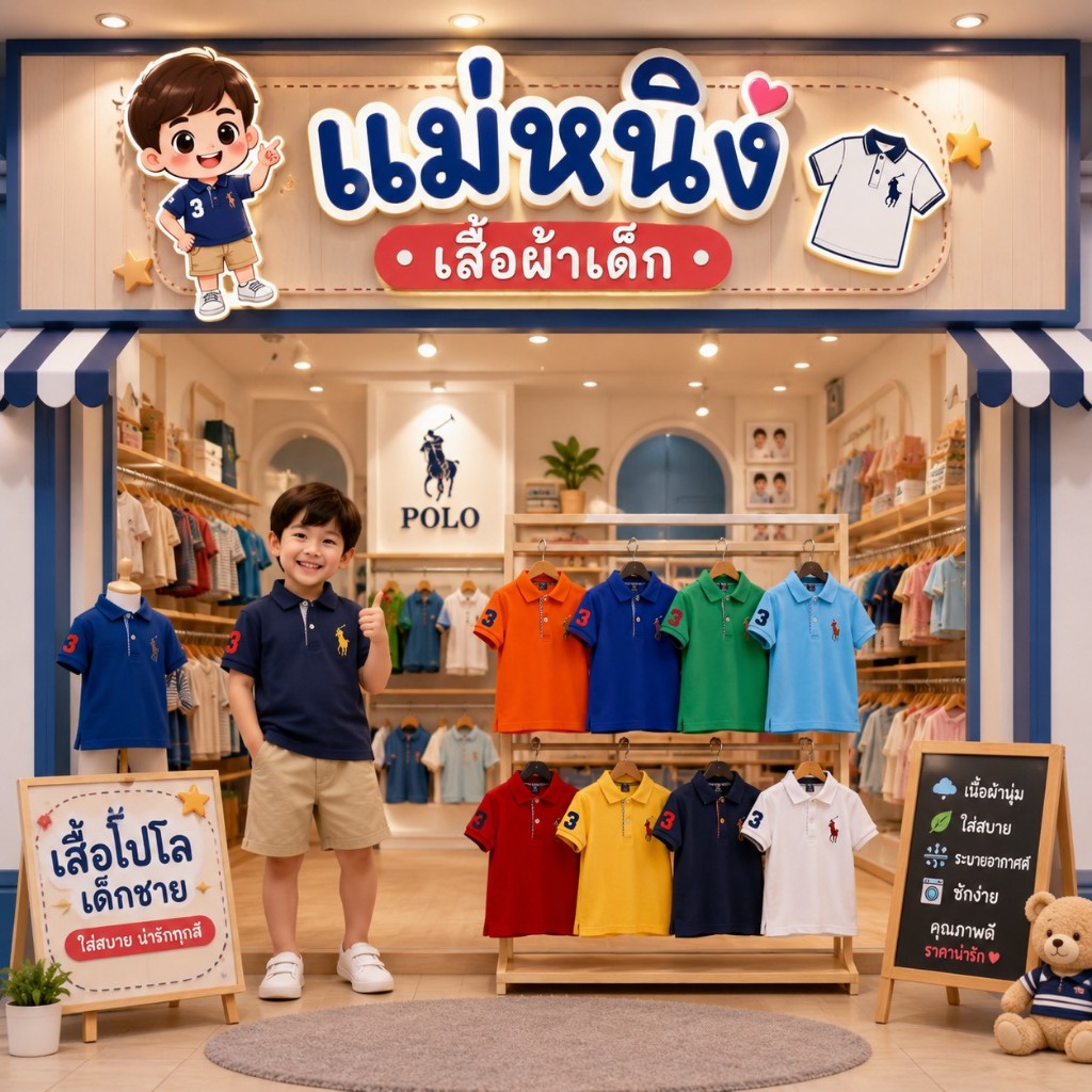 เสื้อเด็กคอปก ผ้าไม่หนาไม่บาง กำลังดี ใส่สบายค่ะ