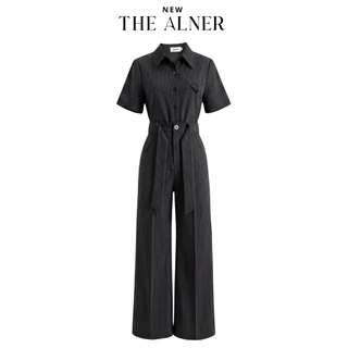Thealner-AN384 (เซตเสื้อลายริ้วคอปกแขนสั้นกางเกงขายาว)