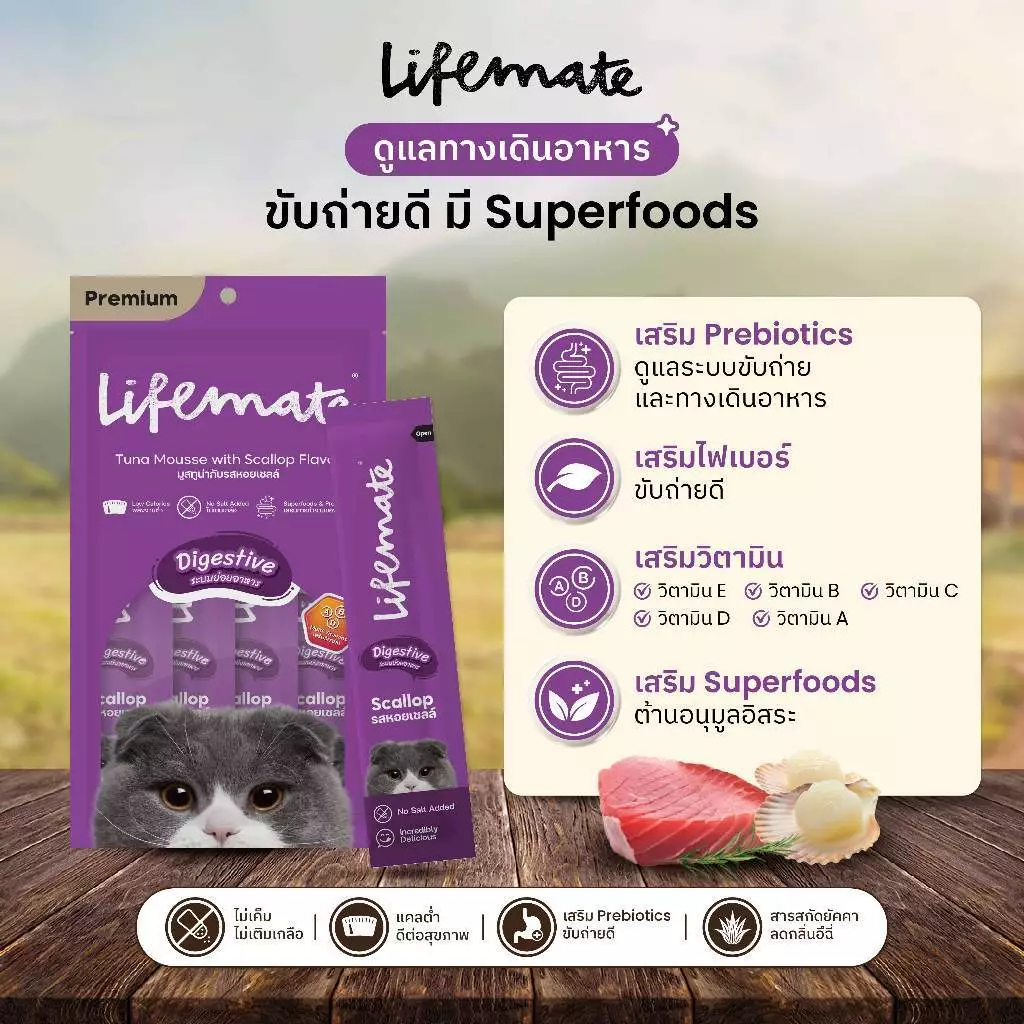 ขนมแมวเลีย Lifemate Cat Mousse Creamy แบบ 48 ซอง (อายุสินค้าน้อยกว่า 6 เดือน) thumbnail 5