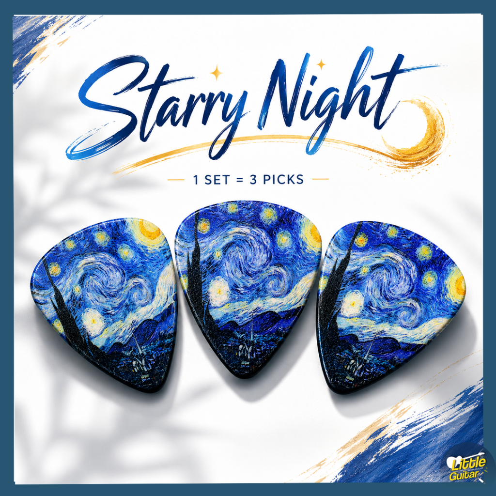 Starry Night ปิ๊กกีต้าร์ ลายแวนโก๊ะ🎨 | ลายสวยไม่ลอก | ดีดง่าย หนึบมือ | สะสมก็ได้ ใช้ก็ดี