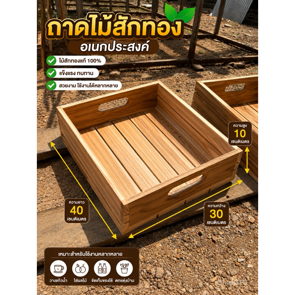 กล่องไม้สัก อเนกประสงค์ไม้สักทอง งานไม้คุณภาพราคาโรงงานผลิต