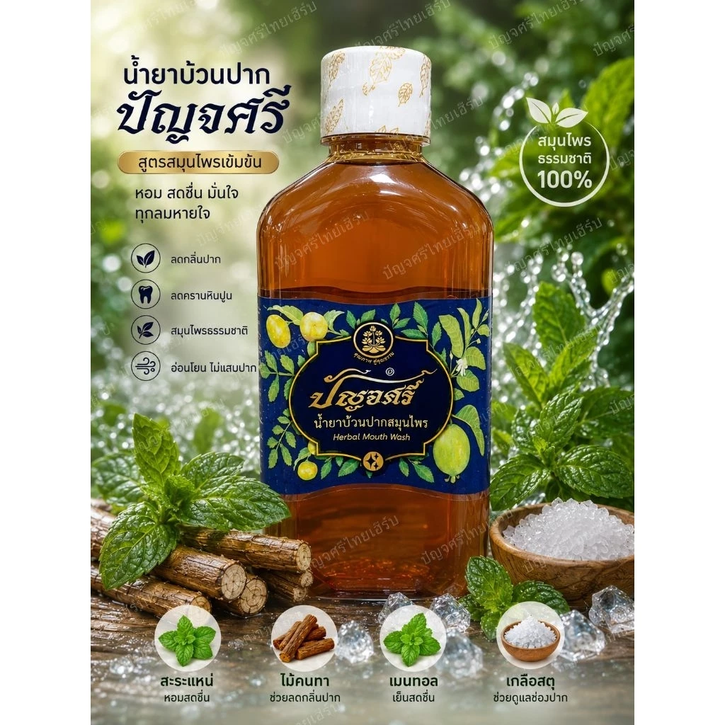 น้ำยาบ้วนปาก ปัญจศรี ล.200มล,ญ.320มล.