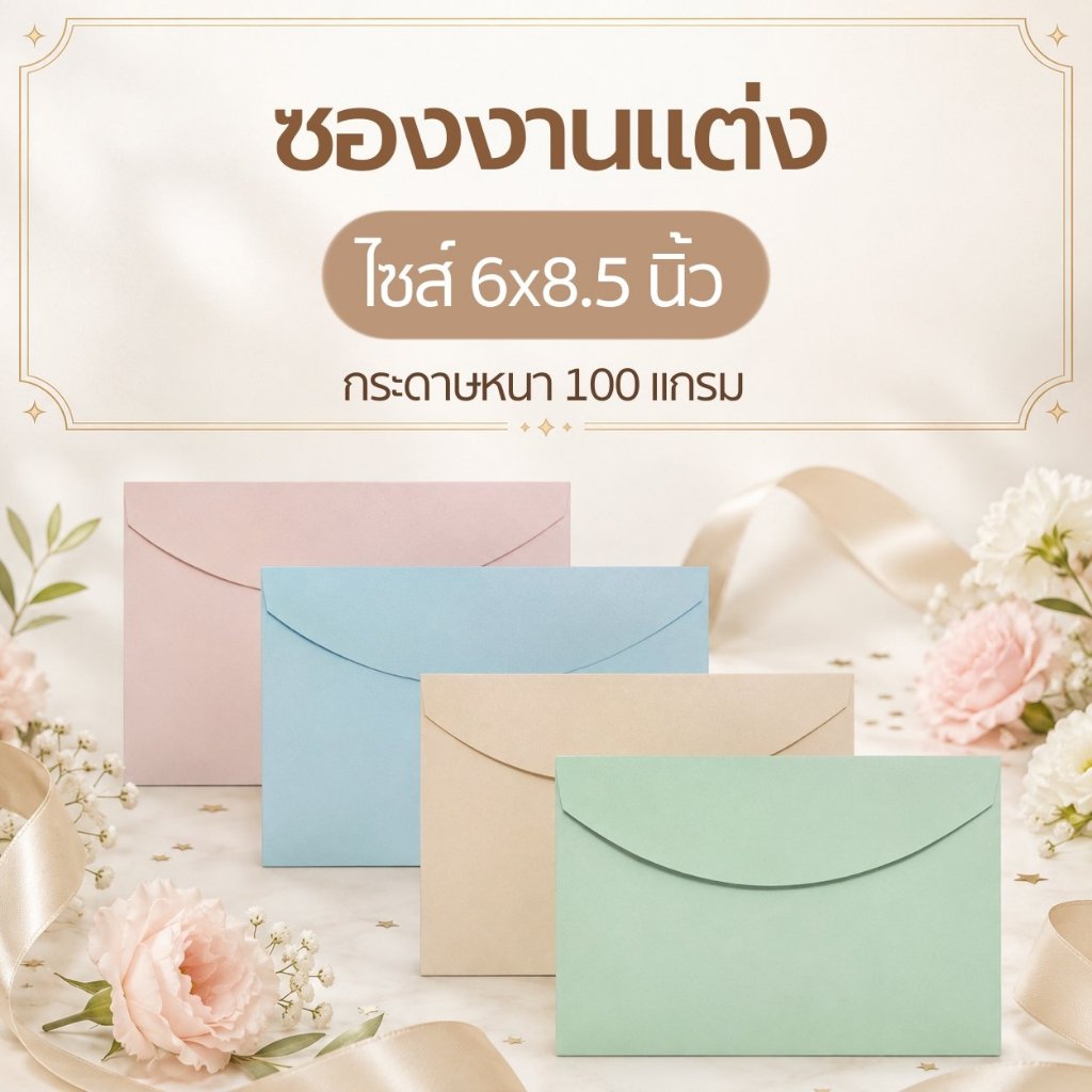 ซองการ์ดงานแต่ง การ์ดแต่งงาน ซองบัตรเชิญ ขนาด 15 x 21 cms /6 x 8.25 inch  (แพ็ค 50 ใบ)