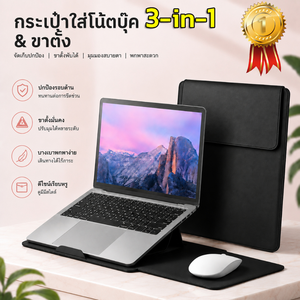 🔥ส่งจากไทย🔥ซองใส่แล็ปท็อปแบบตั้งได้สำหรับแล็ปท็อป/แท็บเล็ตขนาด 13.3-16 นิ้ว