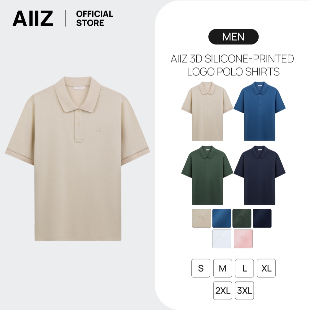 AIIZ (เอ ทู แซด) - AIIZ เสื้อโปโลผู้ชายสีพื้นพิมพ์โลโก้