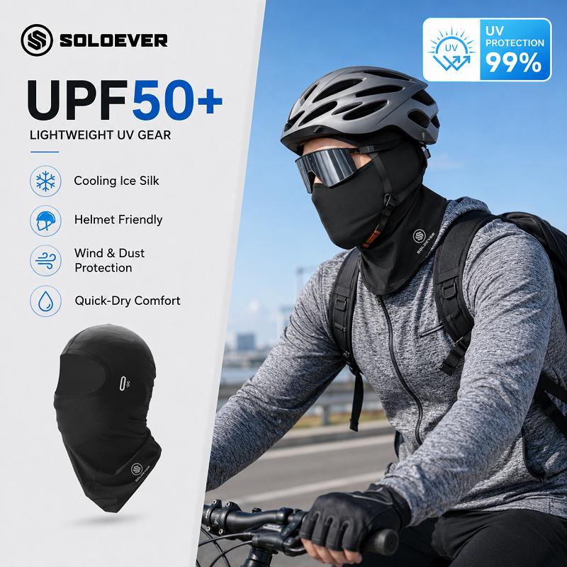Soloever Balaclava หน้ากากปั่นจักรยาน กันแดด UPF50+ ป้องกันรังสียูวี แห้งเร็ว ระบายอากาศได้ดี กันลม