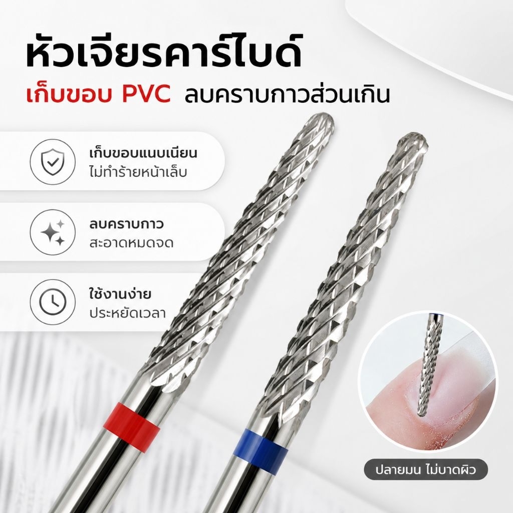 จัดส่งทันที ♡ หัวเจียรทรงกระบอก เก็บขอบหนัง เก็บขอบ PVC ลบคราบกาวข้างเล็บ