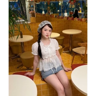 เสื้อแขนตุ๊กตา ผ้าโรซี่ #FF196