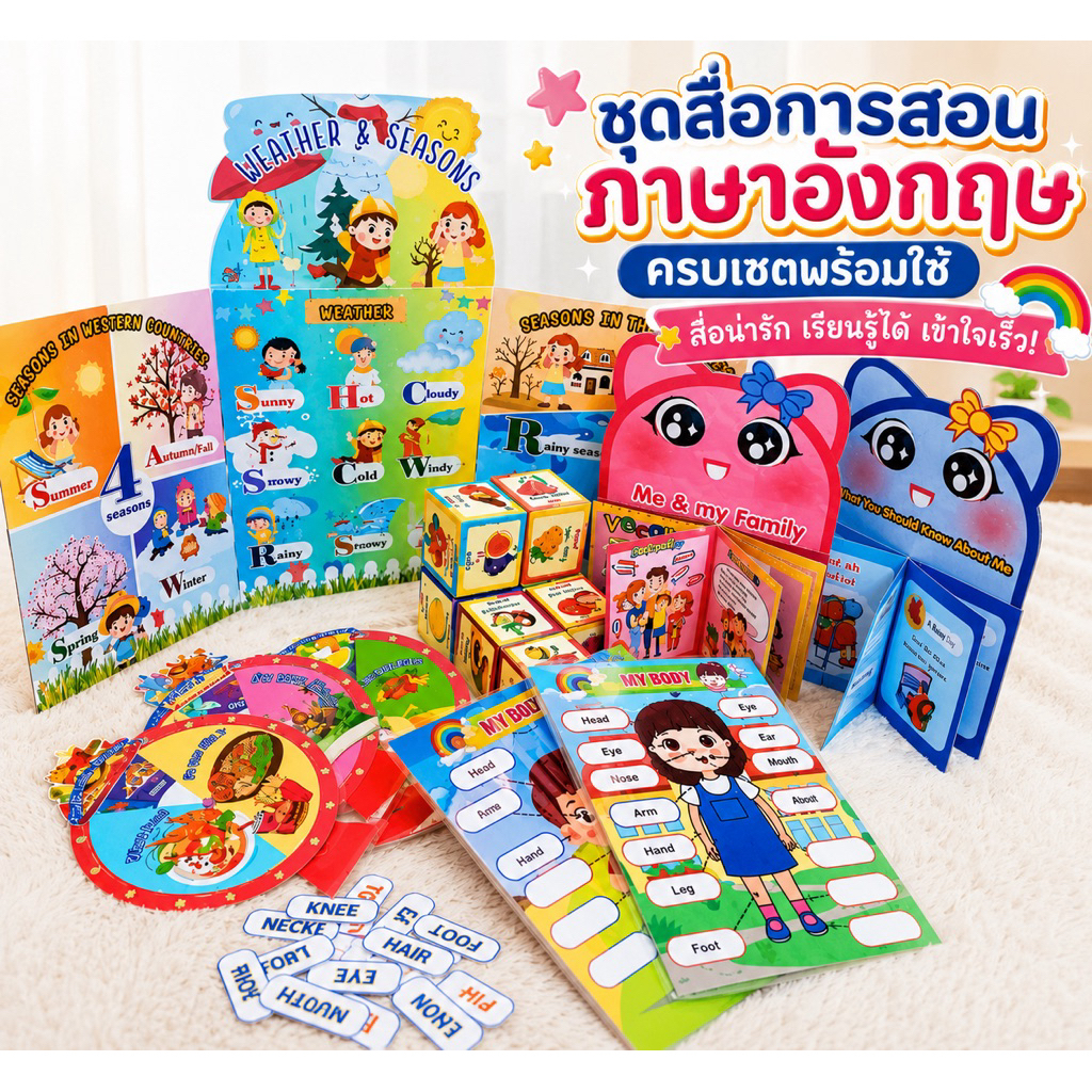 เซตสุดคุ้ม!! ยกชุดสื่อการสอนภาษาอังกฤษ สื่อตั้งโต๊ะ วงล้อ เมจิกบ๊อก