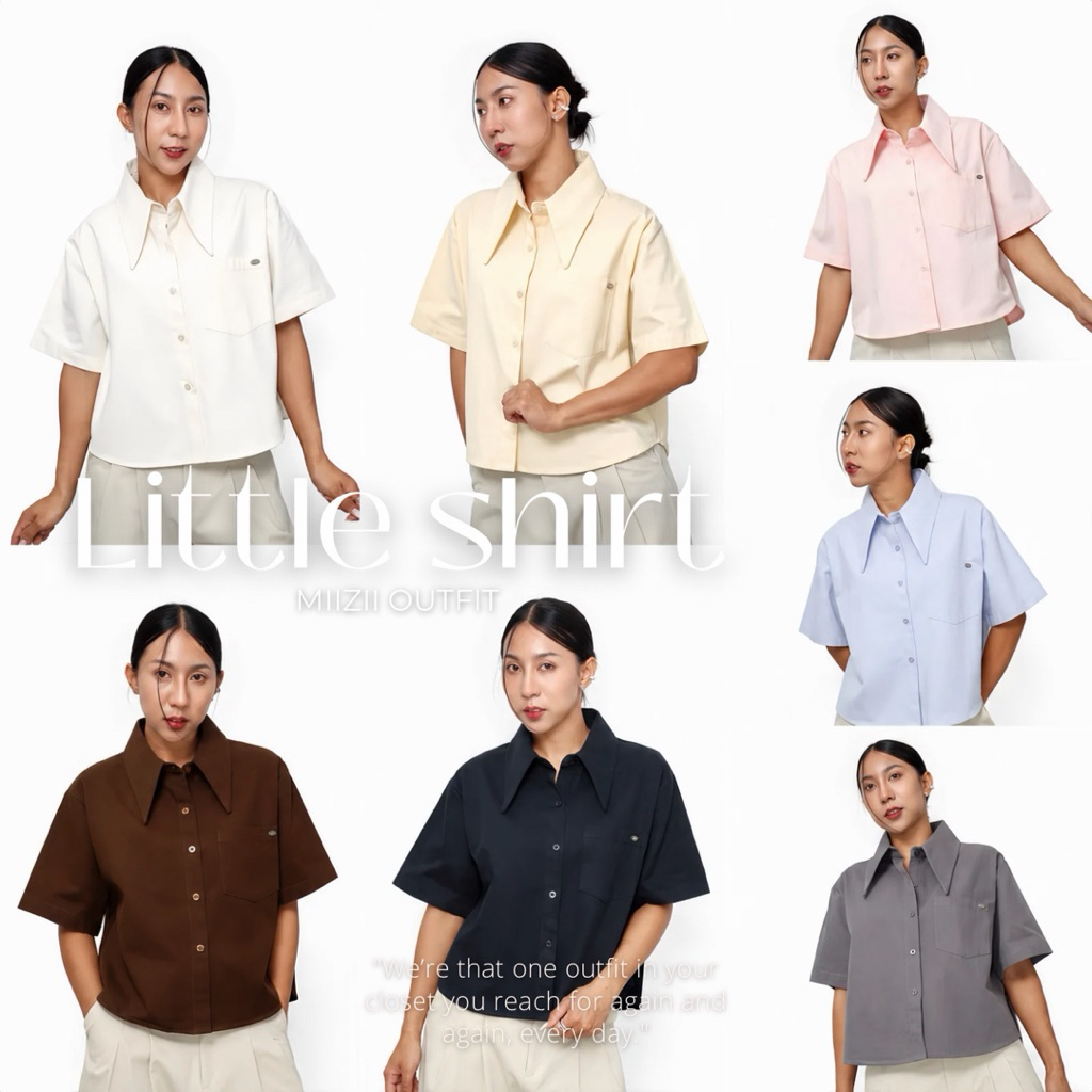 Z016 Little shirt เสื้อเชิ้ตผ้าคอตตอนแขนสั้น สีสันสดใส ใส่ได้ทุกวัน —MIIZII OUTFIT